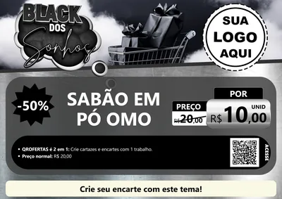 Modelo de Cartaz para Cartaz A4 Horizontal com o tema Black dos Sonhos para Produtos de Limpeza
