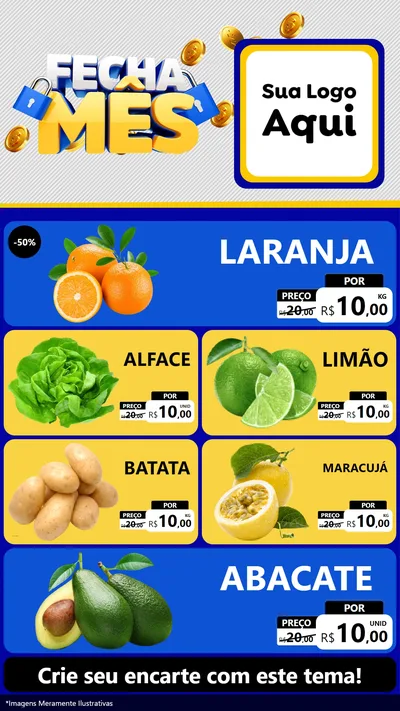 Modelo de TV para TV Vertical com o tema Fecha Mês para Hortifrúti