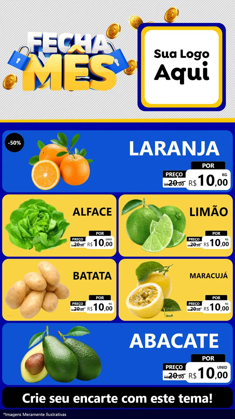 Modelo de TV para TV Vertical com o tema Fecha Mês para Hortifrúti