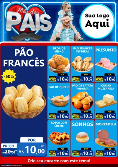 Modelo de Encarte para Encarte A4 Vertical com o tema Mês Dos Pais para Padaria