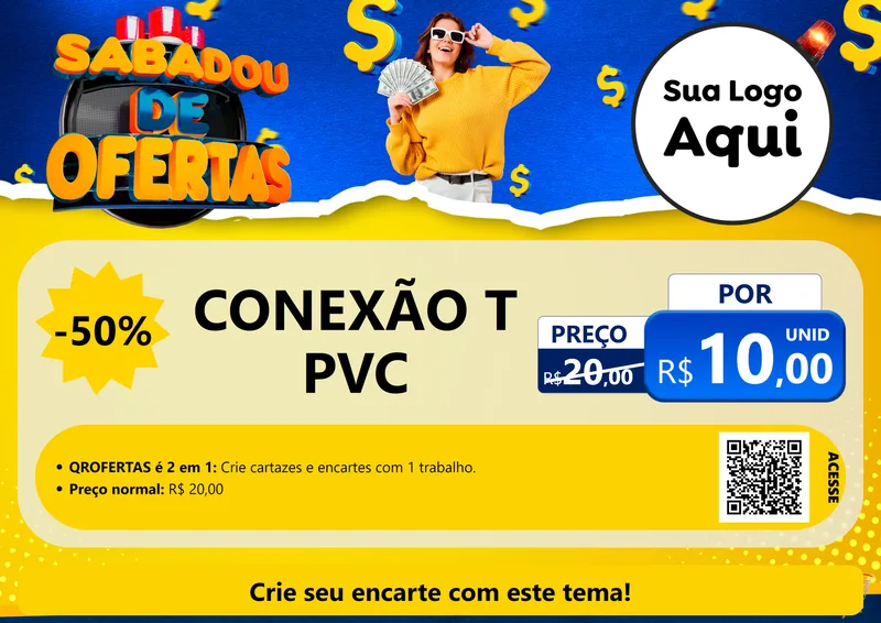 Modelo de Cartaz para Cartaz A4 Horizontal com o tema Sabadou de Ofertas para Tubos e conexões