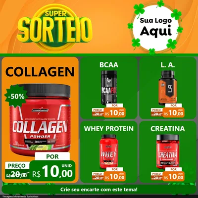 Modelo de Rede Social para Feed Facebook com o tema Super Sorteio para Suplementos alimentares