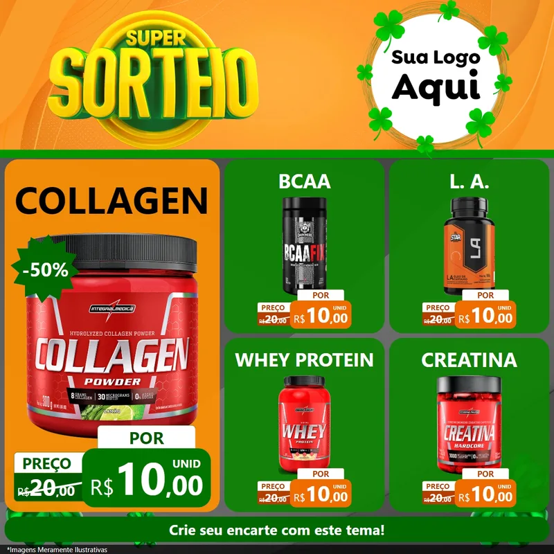 Modelo de Rede Social para Feed Facebook com o tema Super Sorteio para Suplementos alimentares