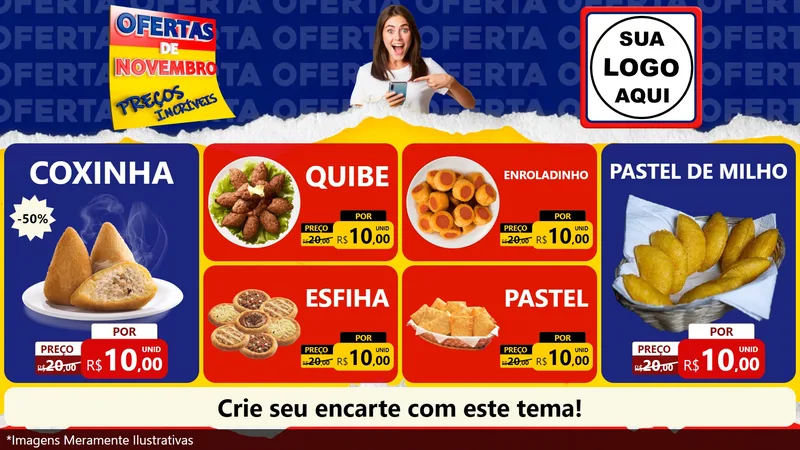 Modelo de TV para TV Horizontal com o tema Ofertas de Novembro - Preços Incríveis para Salgadaria