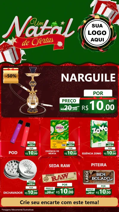 Modelo de Rede Social para Stories com o tema Um Natal de Ofertas para Tabacaria