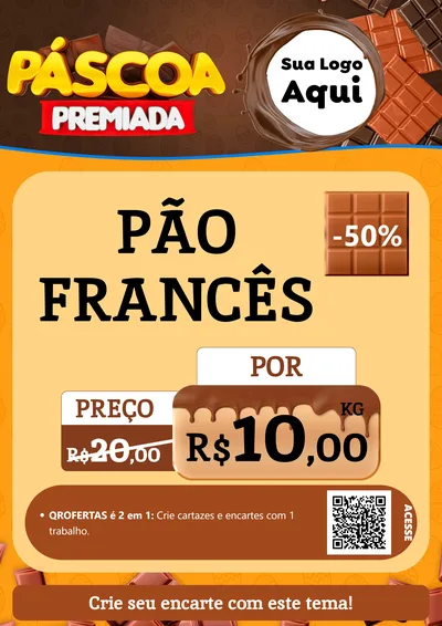 Modelo de Cartaz para Cartaz A4 Vertical com o tema Páscoa Premiada para Padaria