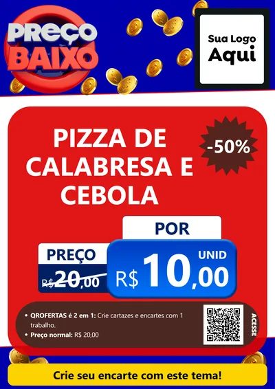 Modelo de Cartaz para Cartaz A4 Vertical com o tema Preço Baixo para Pizzaria