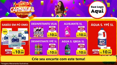 Modelo de TV para TV Horizontal com o tema Pré-Carnaval Especial para Produtos de Limpeza