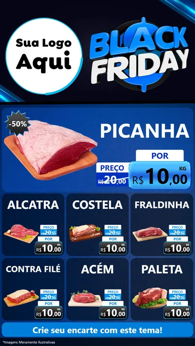 Modelo de Rede Social para Stories com o tema Black Friday para Açougue