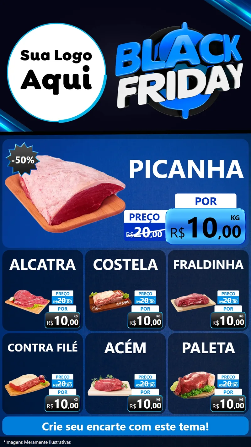 Modelo de Rede Social para Stories com o tema Black Friday para Açougue