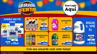 Modelo de TV para TV Horizontal com o tema Arraiá de Ofertas - Junina para Produtos de Limpeza