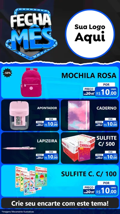 Modelo de TV para TV Vertical com o tema Fecha Mês para Papelaria