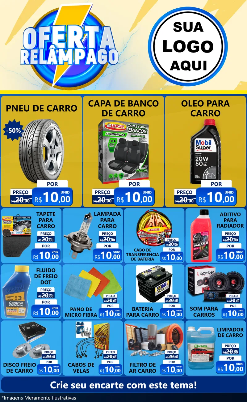 Modelo de Encarte para Encarte Grande com o tema Oferta Relâmpago para Auto peças