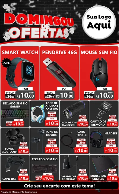 Modelo de Encarte para Encarte Grande com o tema Domingou de Ofertas para Informática