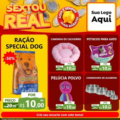 Modelo de Rede Social para Feed Facebook com o tema Sextou do Real para Pet Shop