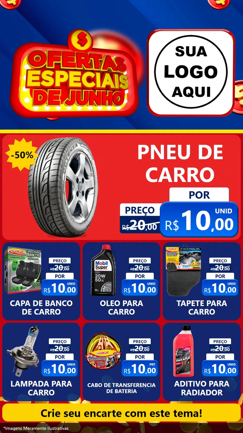 Modelo de Rede Social para Stories com o tema Ofertas Especiais de Junho para Auto peças