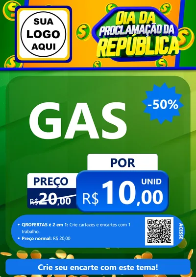 Modelo de Cartaz para Cartaz A4 Vertical com o tema Dia Da Proclamação da República para Água e gás