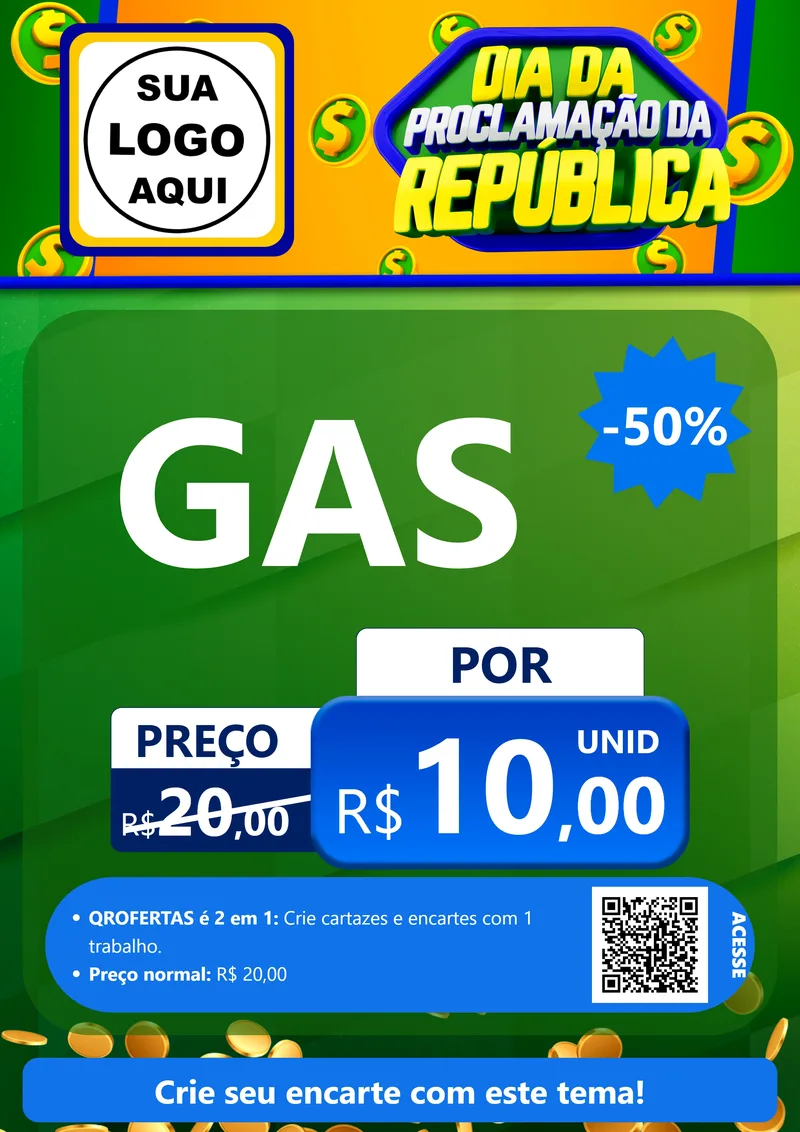 Modelo de Cartaz para Cartaz A4 Vertical com o tema Dia Da Proclamação da República para Água e gás