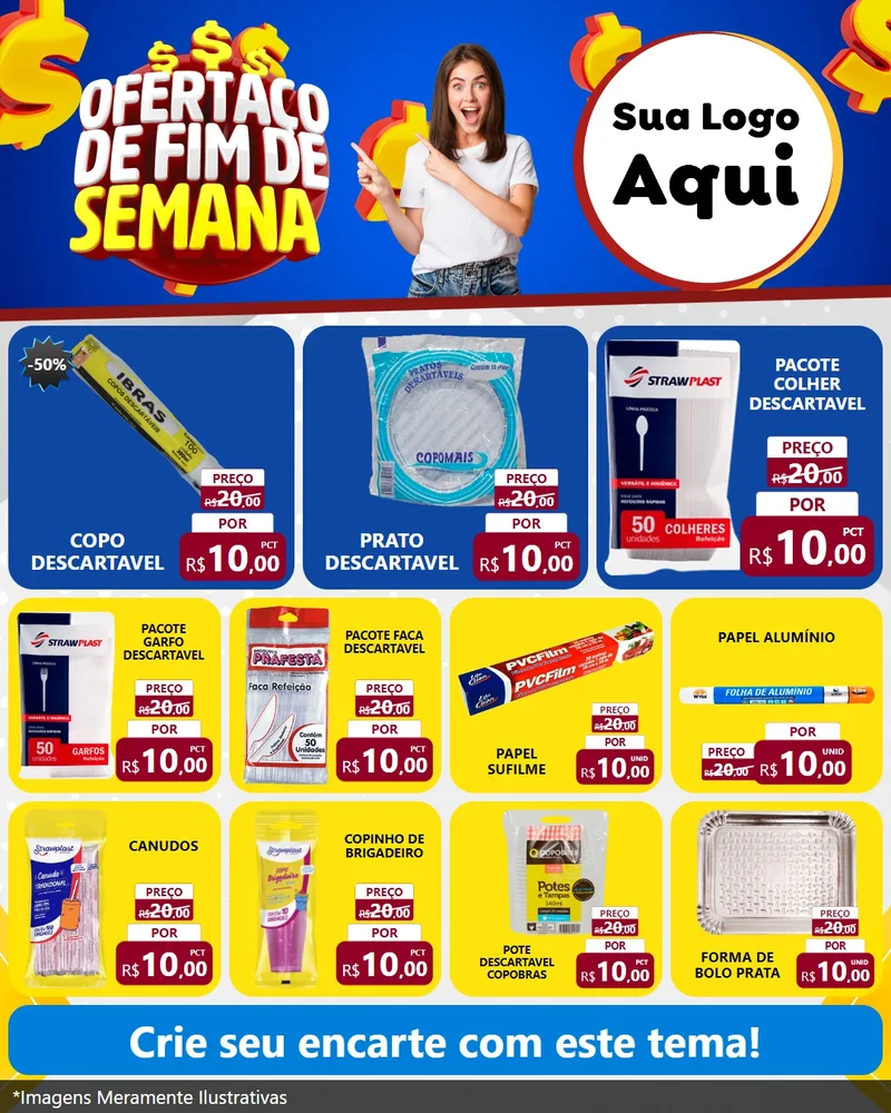 Modelo de Rede Social para Feed Instagram com o tema Ofertaço de Fim de Semana para Embalagens