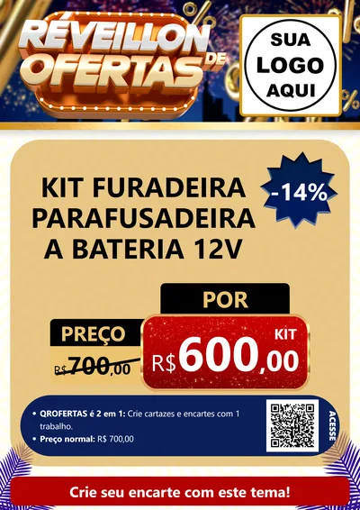 Modelo de Cartaz para Cartaz A4 Vertical com o tema Réveillon de Ofertas para Maquinas e Ferramentas