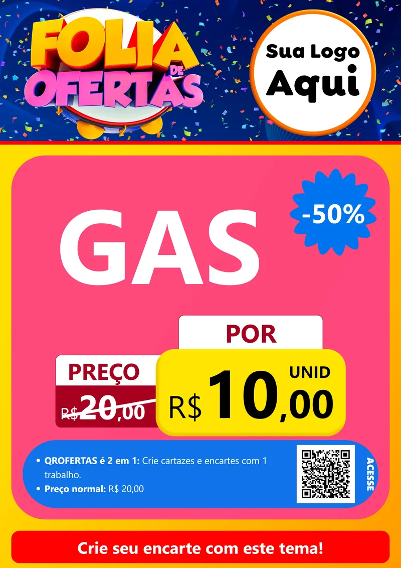 Modelo de Cartaz para Cartaz A4 Vertical com o tema Folia de Ofertas para Água e gás