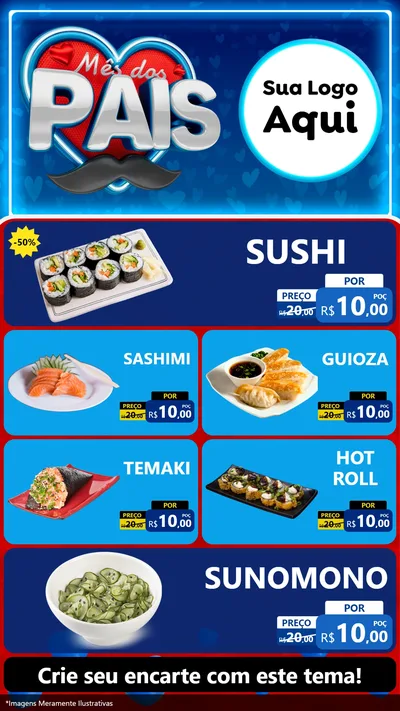 Modelo de TV para TV Vertical com o tema Mês Dos Pais para Comida japonesa