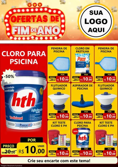 Modelo de Encarte para Encarte A4 Vertical com o tema Ofertas de Fim de Ano para Produtos para Piscina