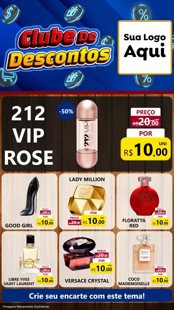 Modelo de Rede Social para Stories com o tema Clube de Descontos para Perfumes