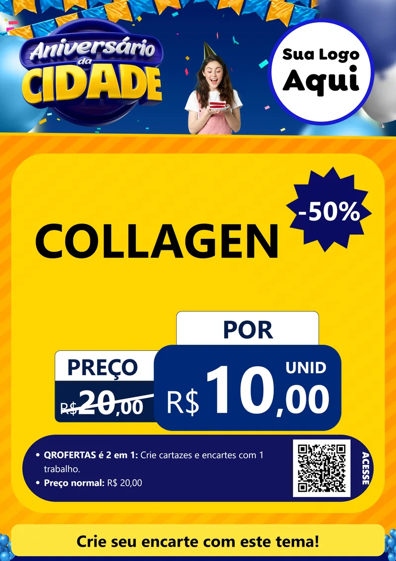 Modelo de Cartaz para Cartaz A4 Vertical com o tema Aniversário da Cidade para Suplementos alimentares