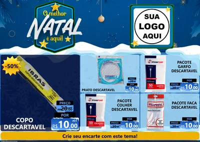Modelo de Encarte para Encarte A4 Horizontal com o tema O Melhor Natal É Aqui! para Embalagens