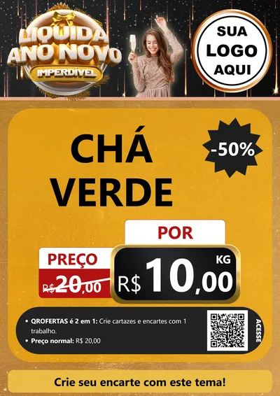 Modelo de Cartaz para Cartaz A4 Vertical com o tema Liquida Ano Novo Imperdível para Produtos Naturais