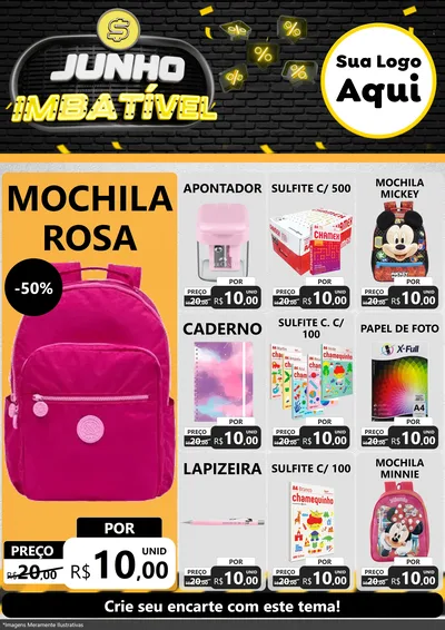 Modelo de Encarte para Encarte A4 Vertical com o tema Junho Imbatível para Papelaria