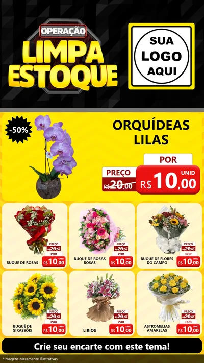 Modelo de Rede Social para Stories com o tema Operação Limpa Estoque para Floricultura e jardim