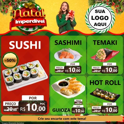 Modelo de Rede Social para Feed Facebook com o tema Natal Imperdível para Comida japonesa