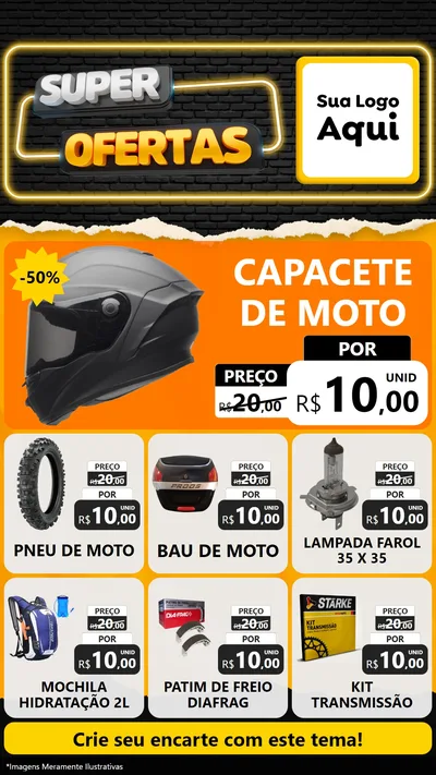 Modelo de Rede Social para Stories com o tema Super Ofertas para Moto peças