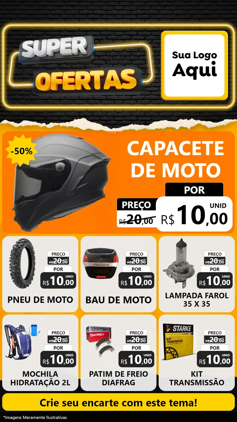Modelo de Rede Social para Stories com o tema Super Ofertas para Moto peças