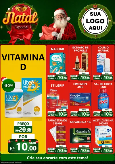 Modelo de Encarte para Encarte A4 Vertical com o tema Natal Especial para Farmácia