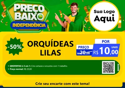 Modelo de Cartaz para Cartaz A4 Horizontal com o tema Preço Baixo de Independência para Floricultura e jardim