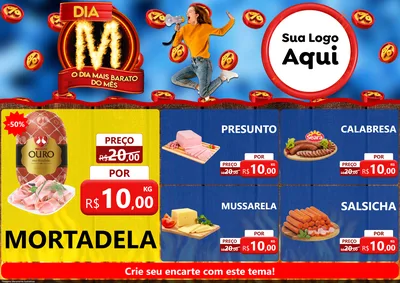 Modelo de Encarte para Encarte A4 Horizontal com o tema Dia M - O Dia Mais Barato Do Mês para Frios e Laticínios
