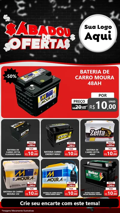 Modelo de Rede Social para Stories com o tema Sabadou de Ofertas para Baterias Elétricas