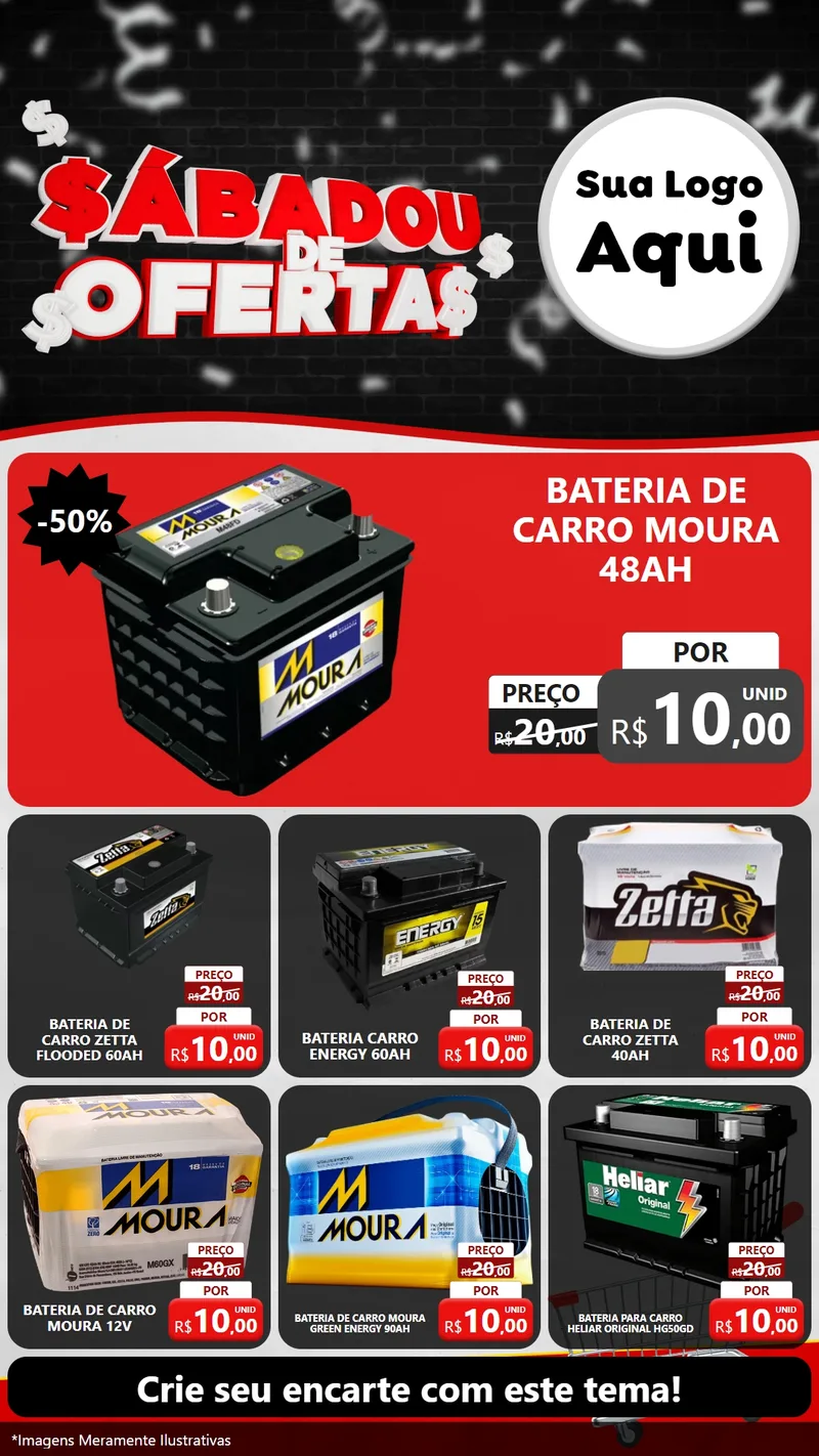 Modelo de Rede Social para Stories com o tema Sabadou de Ofertas para Baterias Elétricas