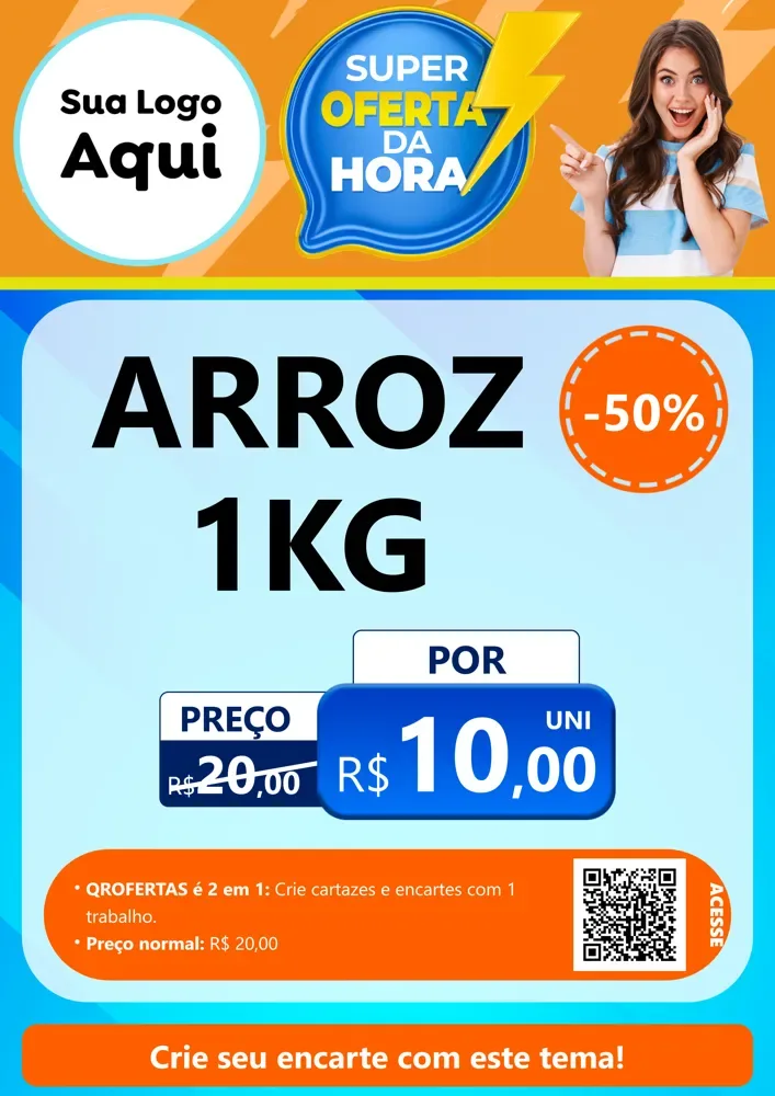 Modelo de Cartaz para Cartaz A4 Vertical com o tema Super Oferta da Hora para Supermercado
