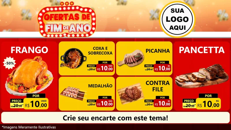 Modelo de TV para TV Horizontal com o tema Ofertas de Fim de Ano para Assados