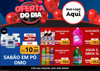 Modelo de Encarte para Encarte A4 Horizontal com o tema Oferta do Dia para Produtos de Limpeza