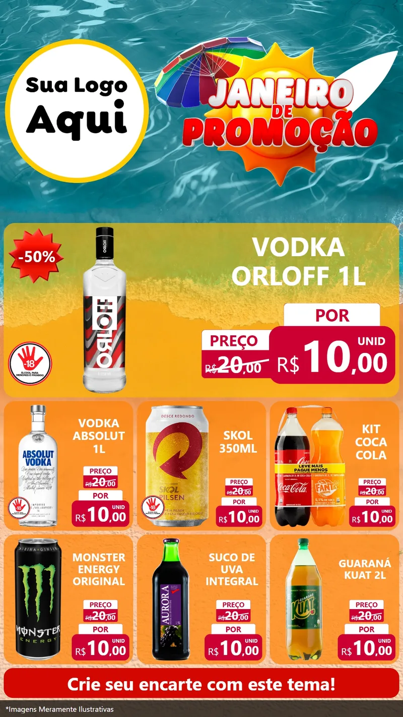 Modelo de Rede Social para Stories com o tema Janeiro de Promoção para Distribuidora de bebidas