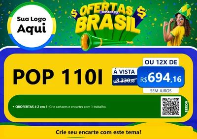 Modelo de Cartaz para Cartaz A4 Horizontal com o tema Ofertas Semana do Brasil para Concessionaria de Motos