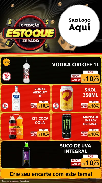 Modelo de TV para TV Vertical com o tema Operação Estoque Zerado para Distribuidora de bebidas