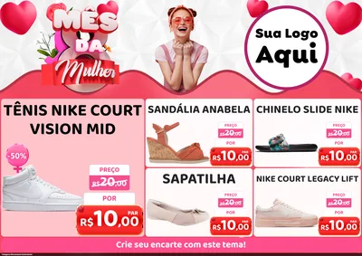 Modelo de Encarte para Encarte A4 Horizontal com o tema Mês da Mulher para Calçados