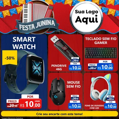 Modelo de Rede Social para Feed Facebook com o tema Festa Junina para Informática