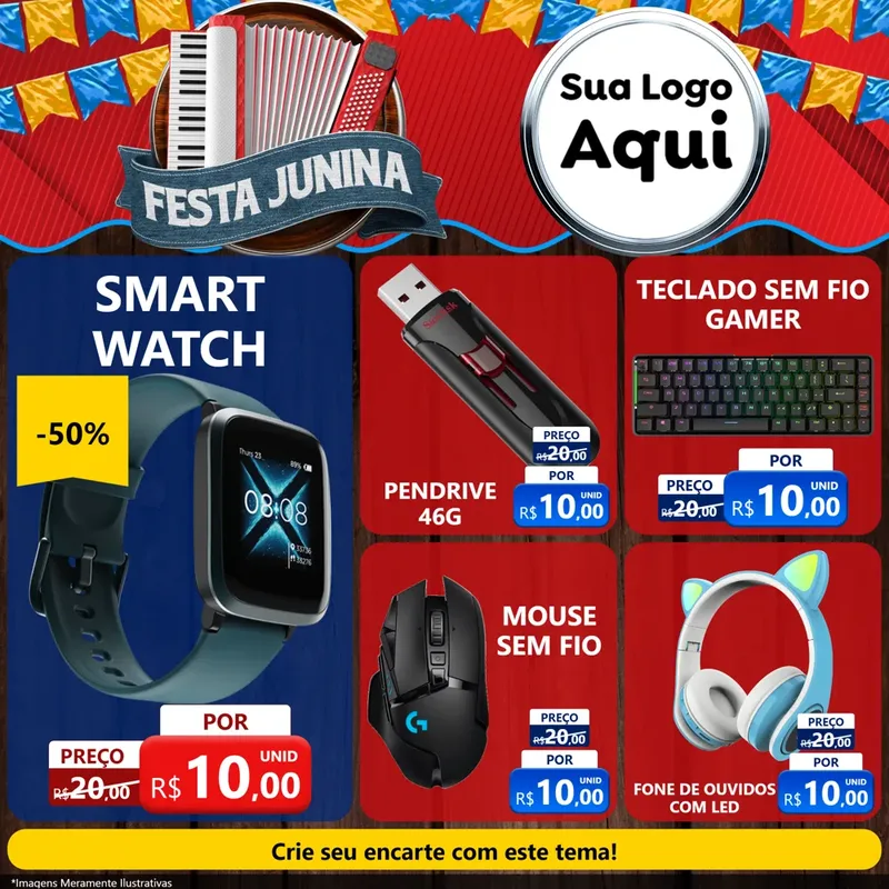 Modelo de Rede Social para Feed Facebook com o tema Festa Junina para Informática